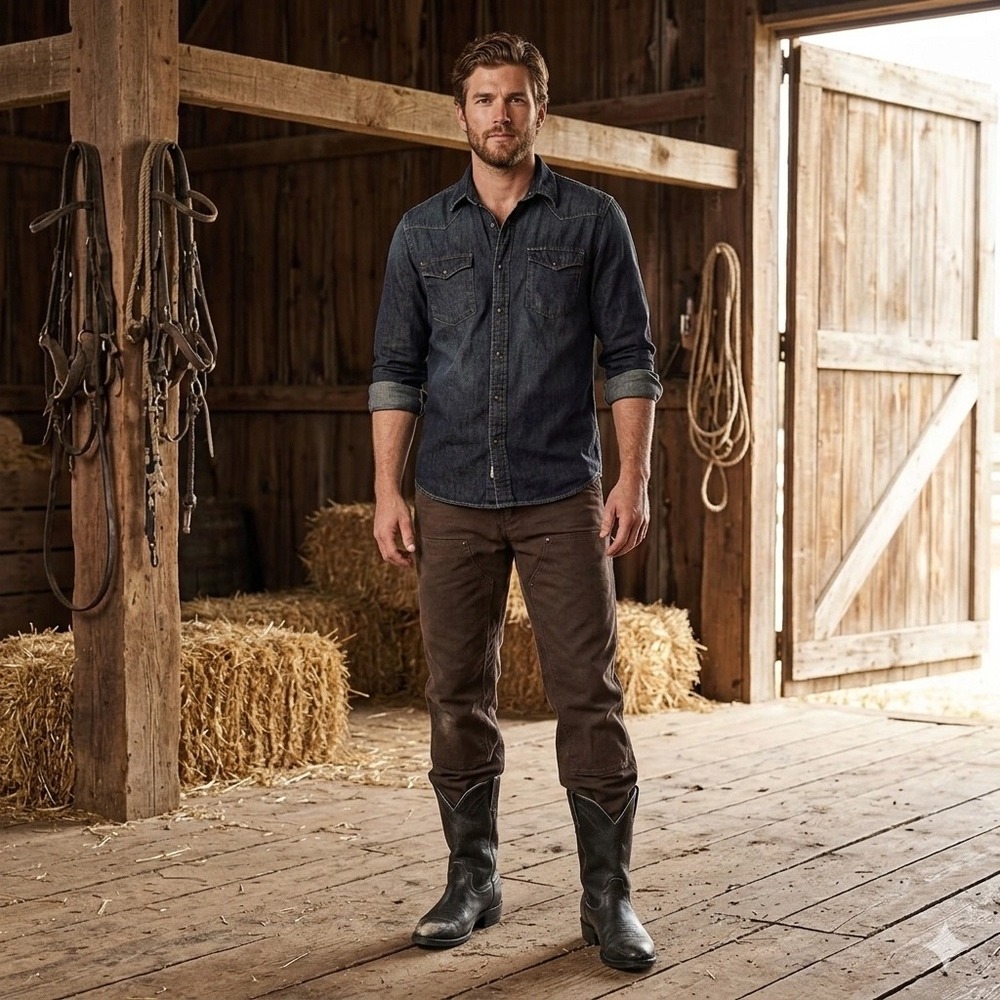 Masterson Boot Co RB4003 Mens‎ 11D Distressed Black Leather Western Cowboy Boots